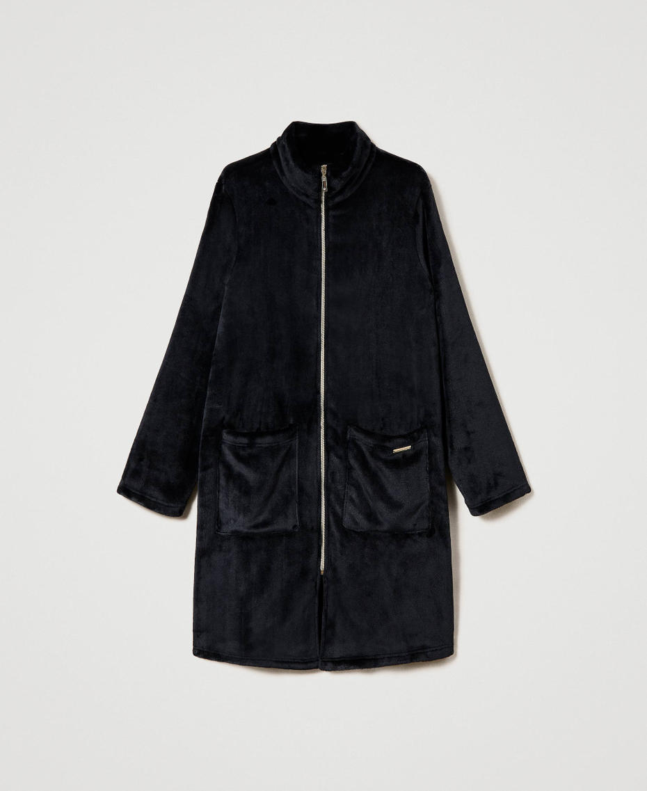 Faux fur dressing gown with zip