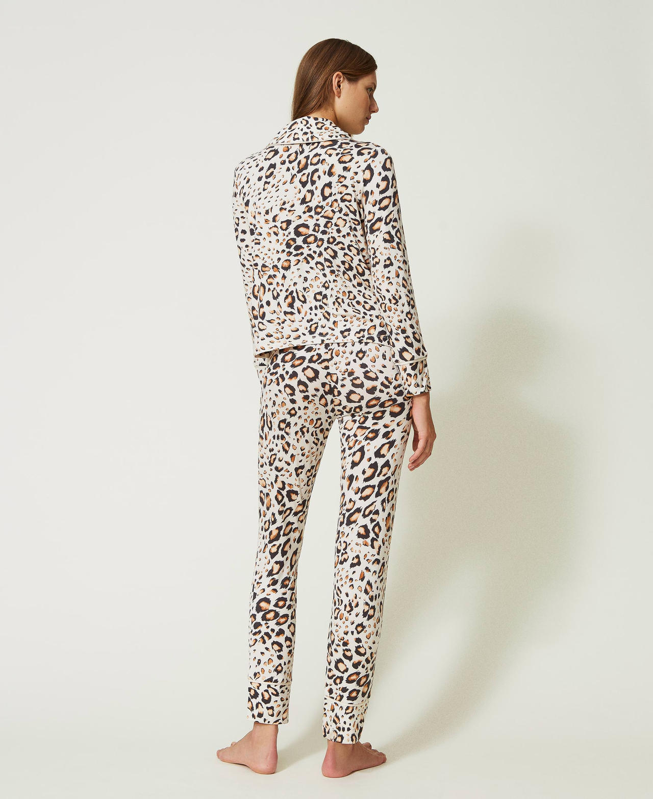 Pyjama avec imprimé animalier Imprimé Léopard Nacre Femme 232LL2NSS-03