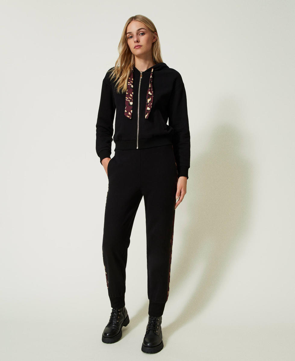 Felpa e joggers con dettagli animalier Donna Nero TWINSET Milano