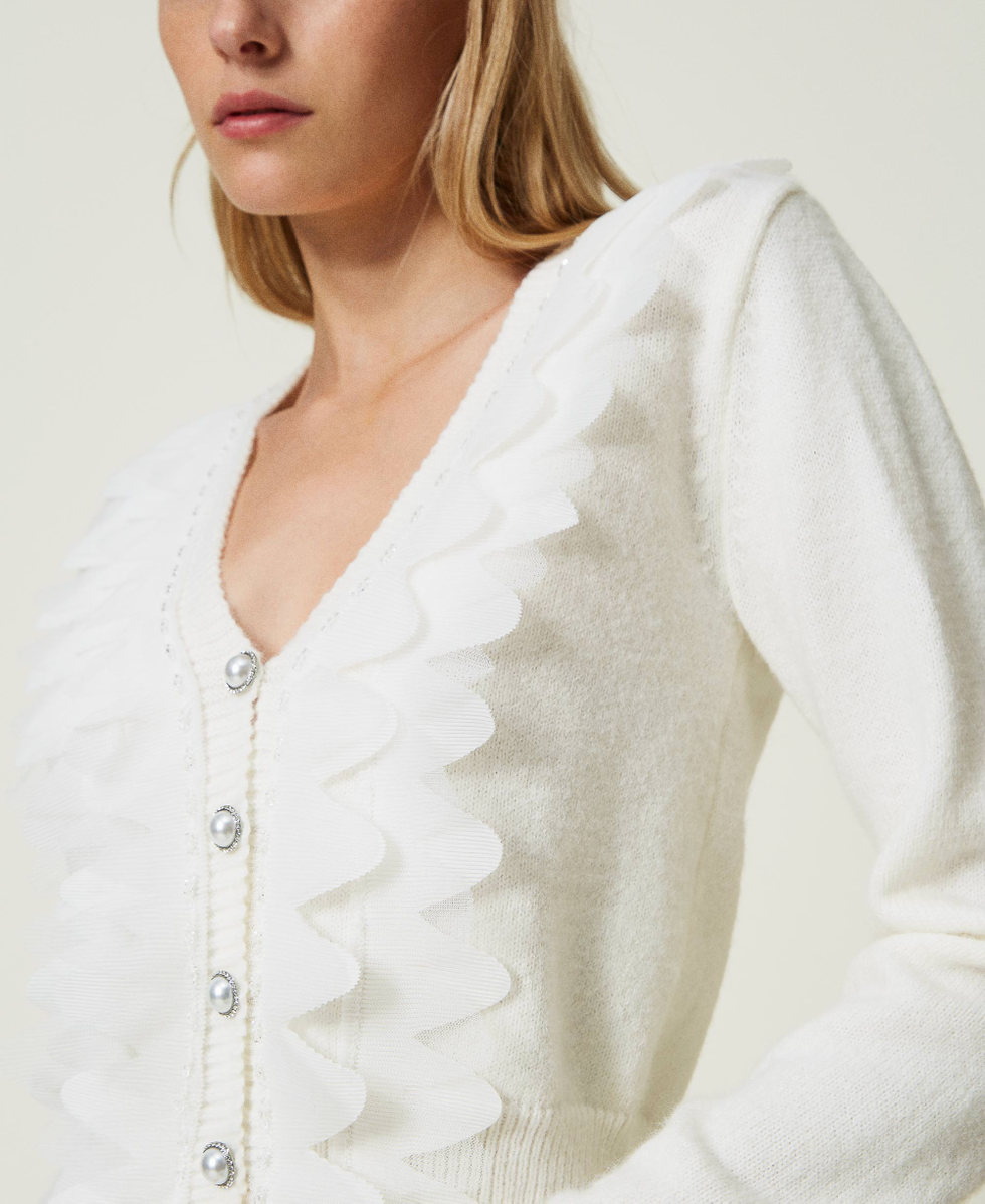 Cardigan con inserti in tulle