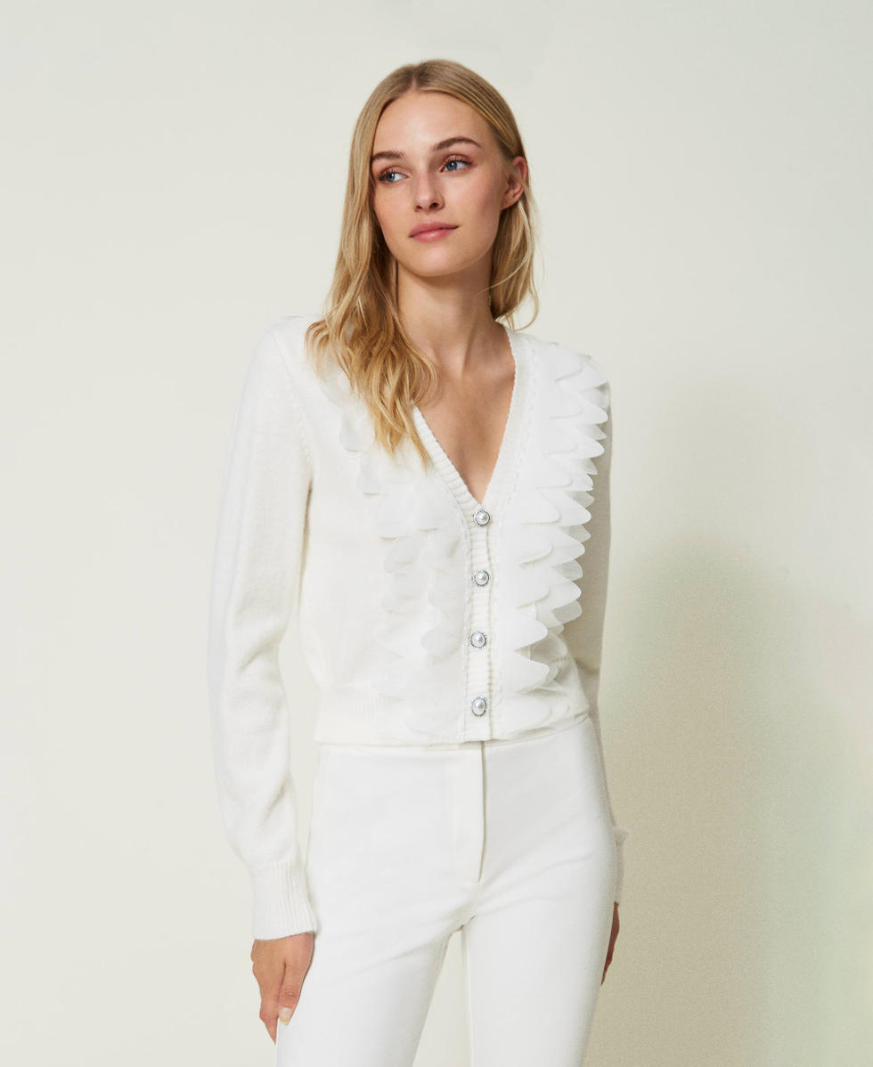 Cardigan con inserti in tulle