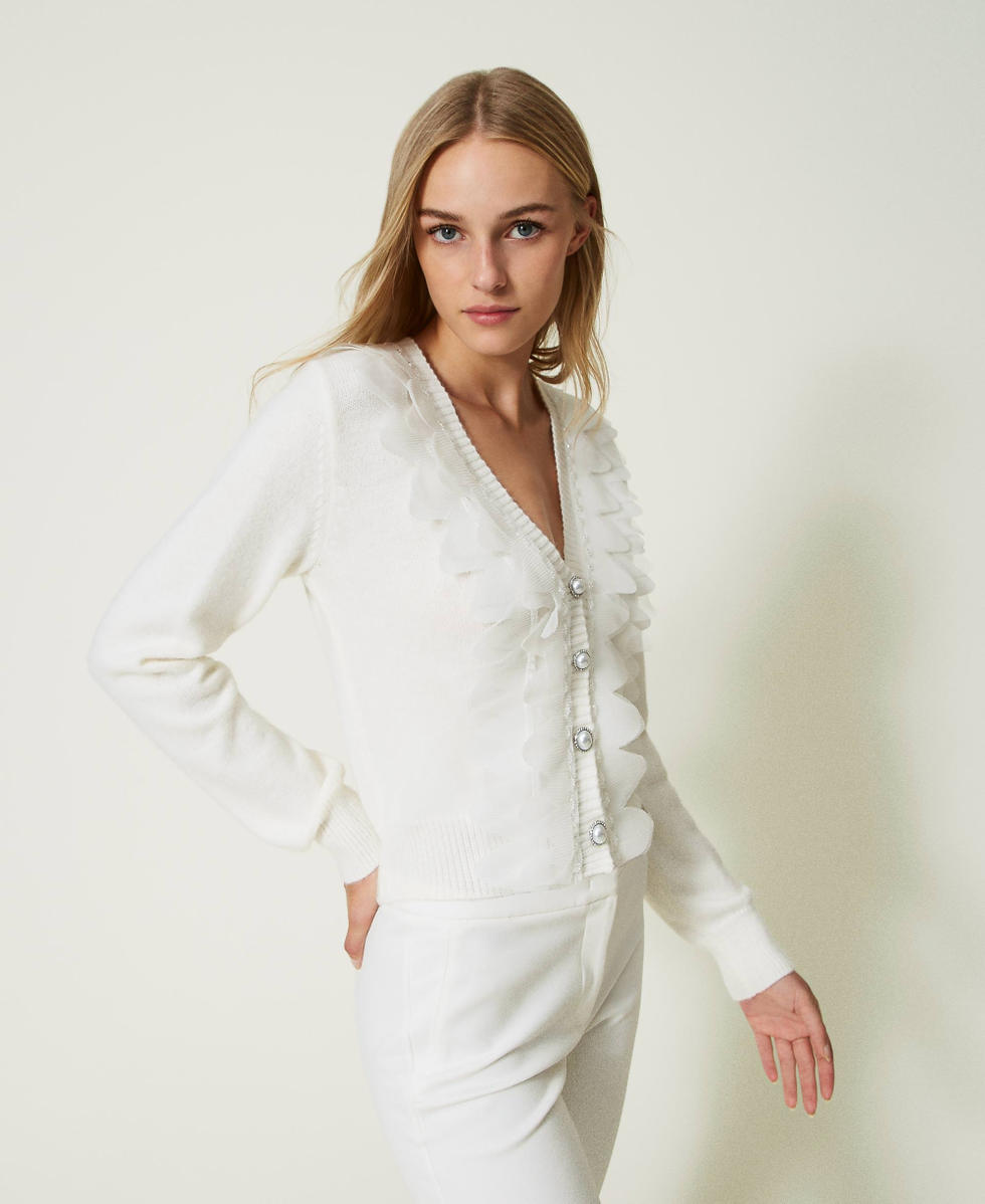 Cardigan con inserti in tulle