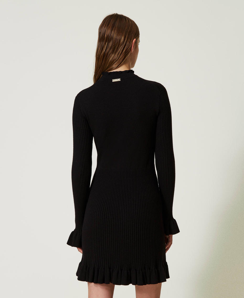 Abito corto in maglia con pizzo Nero Donna 232LL3DBB_00006_03