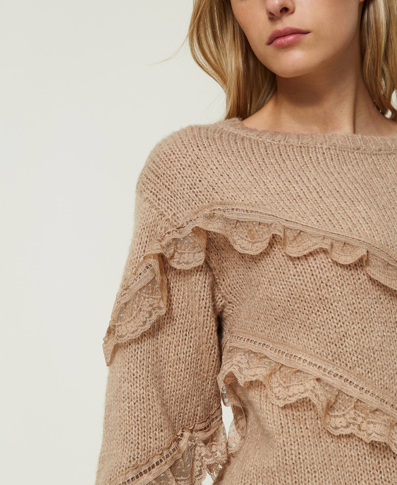 Pull Long Blanc Superstar Avec Dentelle Au Col - Taille S - Occasion Très Bon état