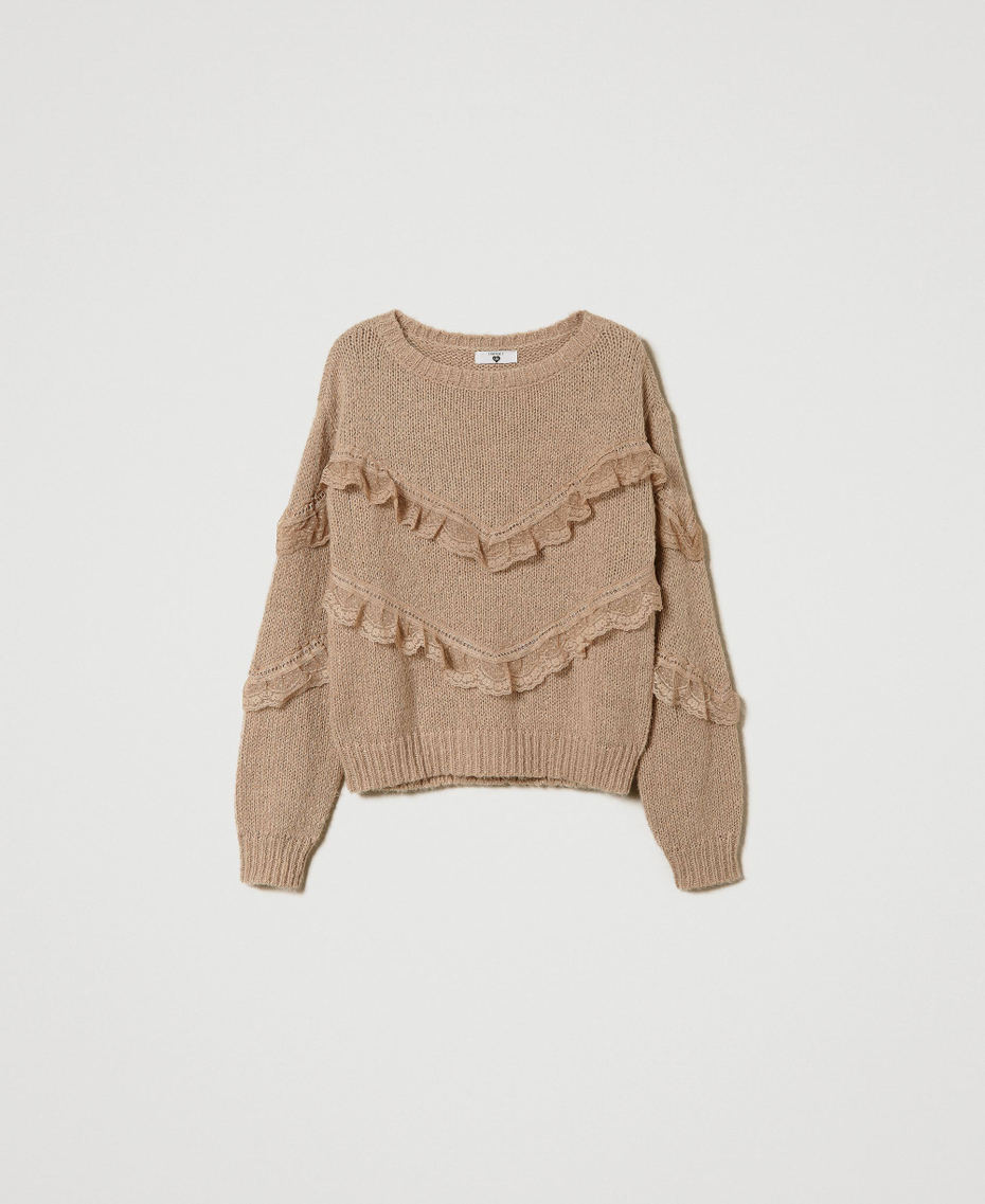 Jumper with lace ruffles