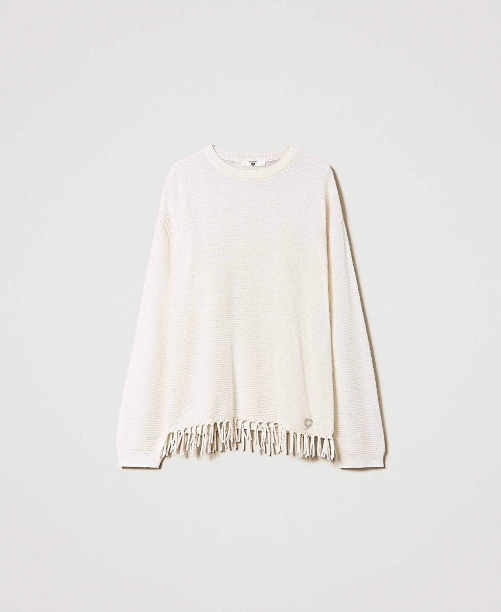 Wool jumper with fringes