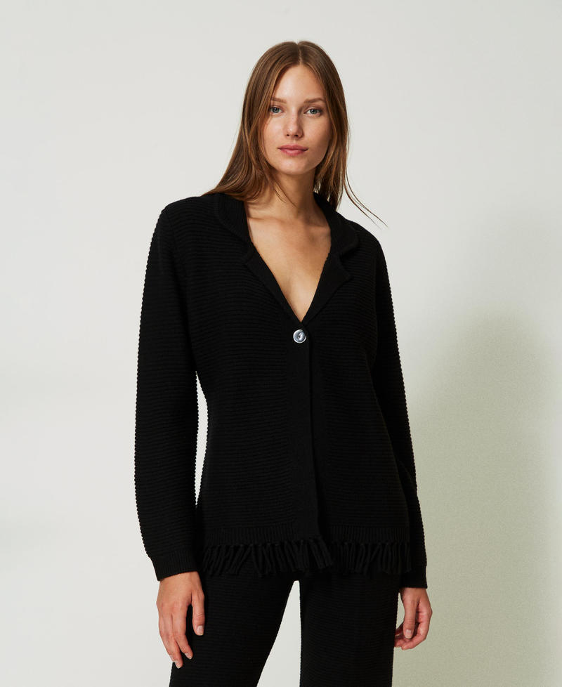 Wool cardigan with fringes