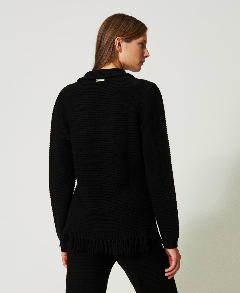 Wollcardigan mit Fransen
