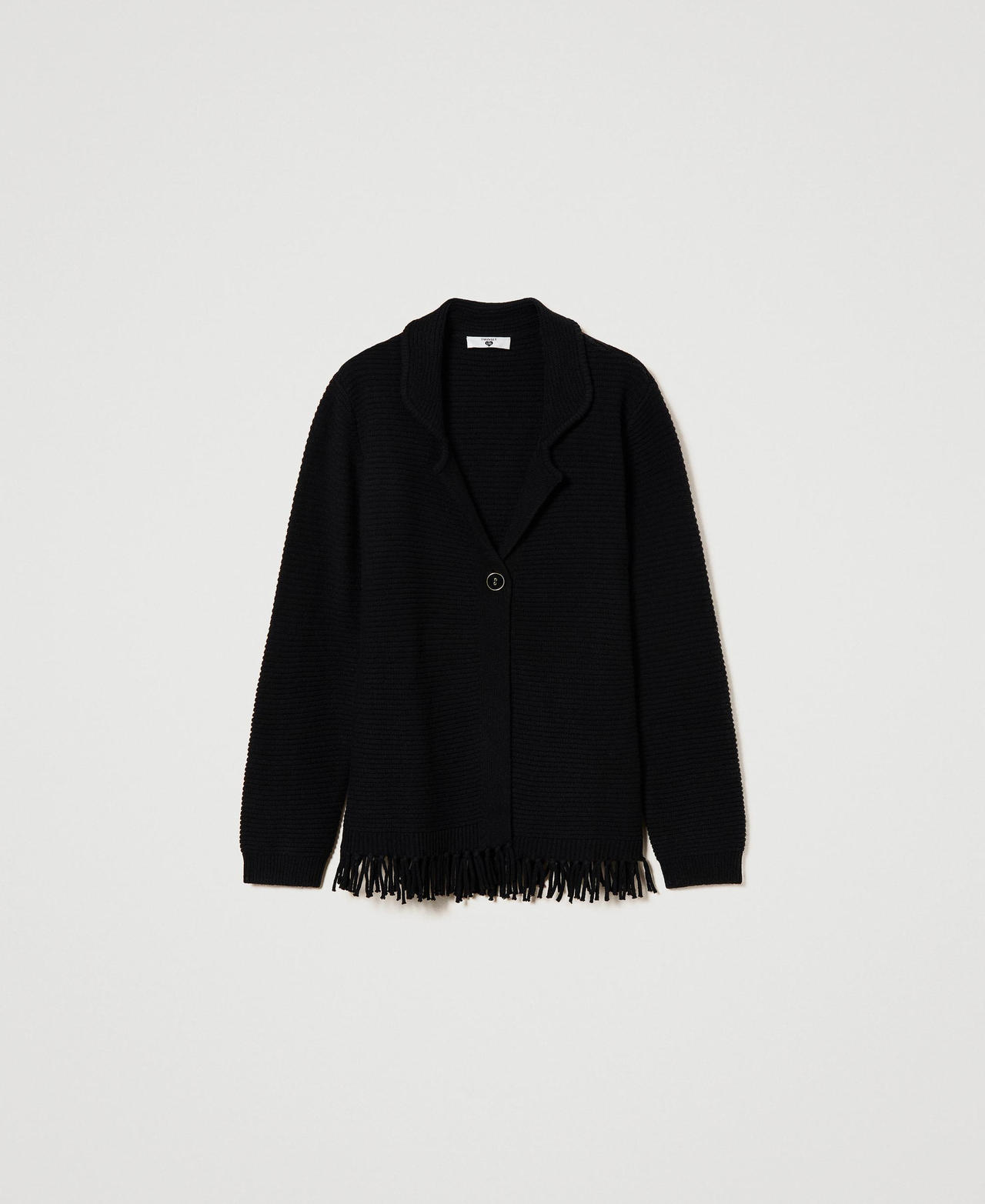 Wool cardigan with fringes
