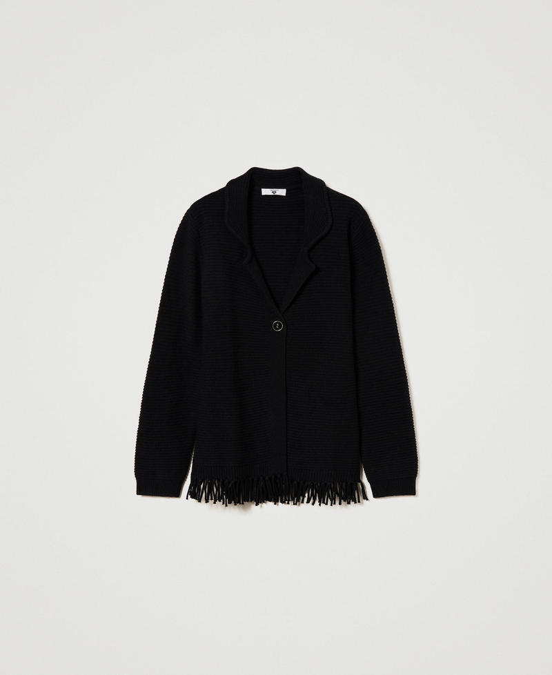 Wool cardigan with fringes