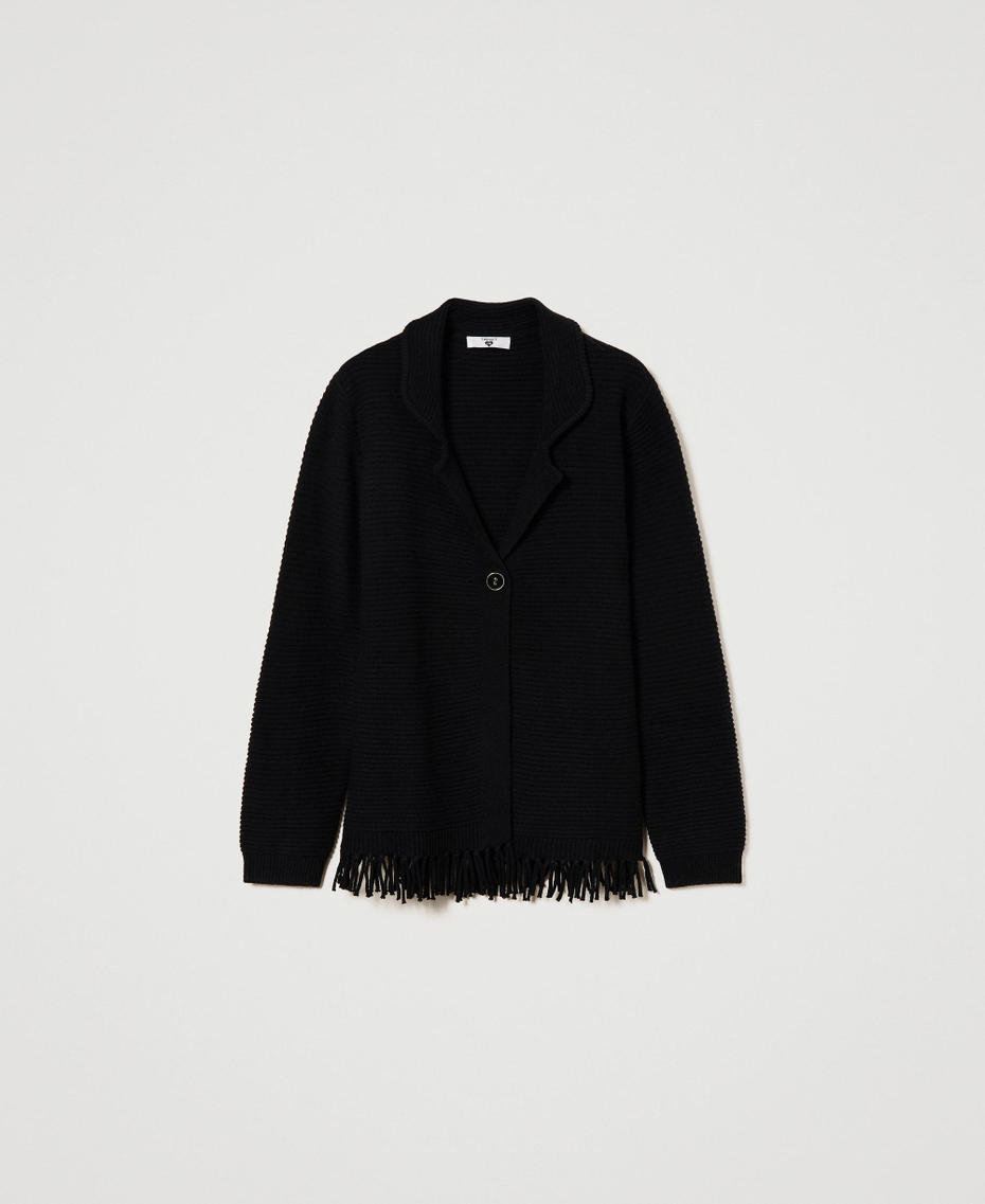 Wool cardigan with fringes