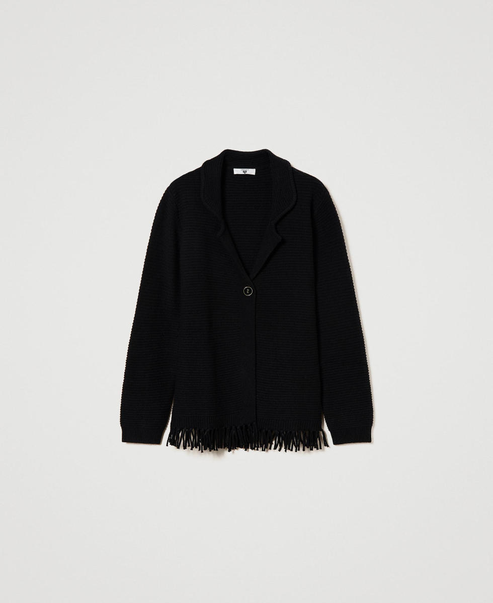 Cardigan nero lana online