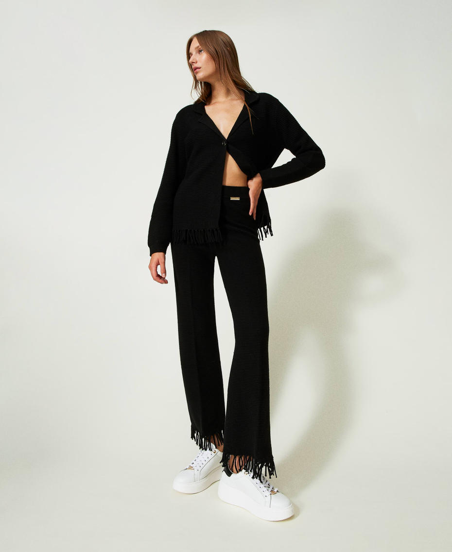 Wool trousers with fringes Black Woman 232LL3ECC_00006_01