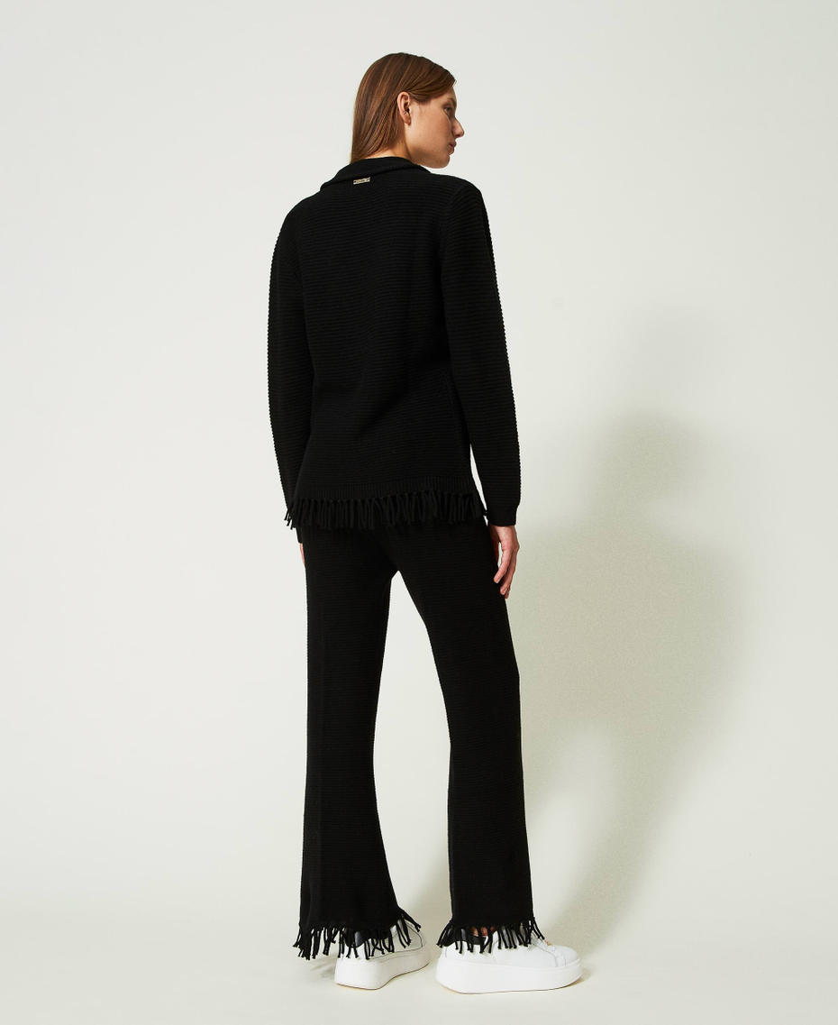 Wool trousers with fringes Mother Of Pearl Woman 232LL3ECC-03