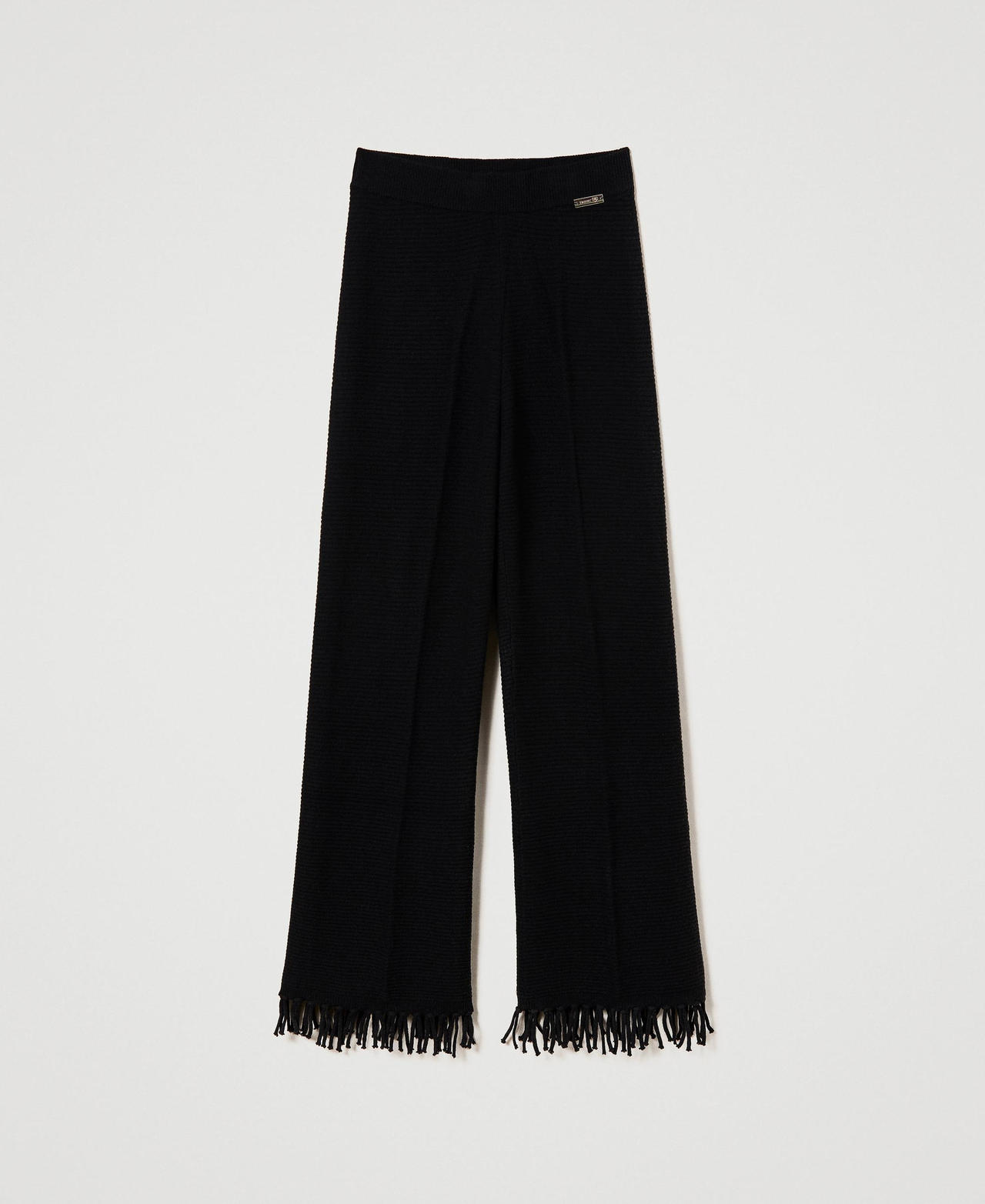 Wool trousers with fringes Mother Of Pearl Woman 232LL3ECC-0S