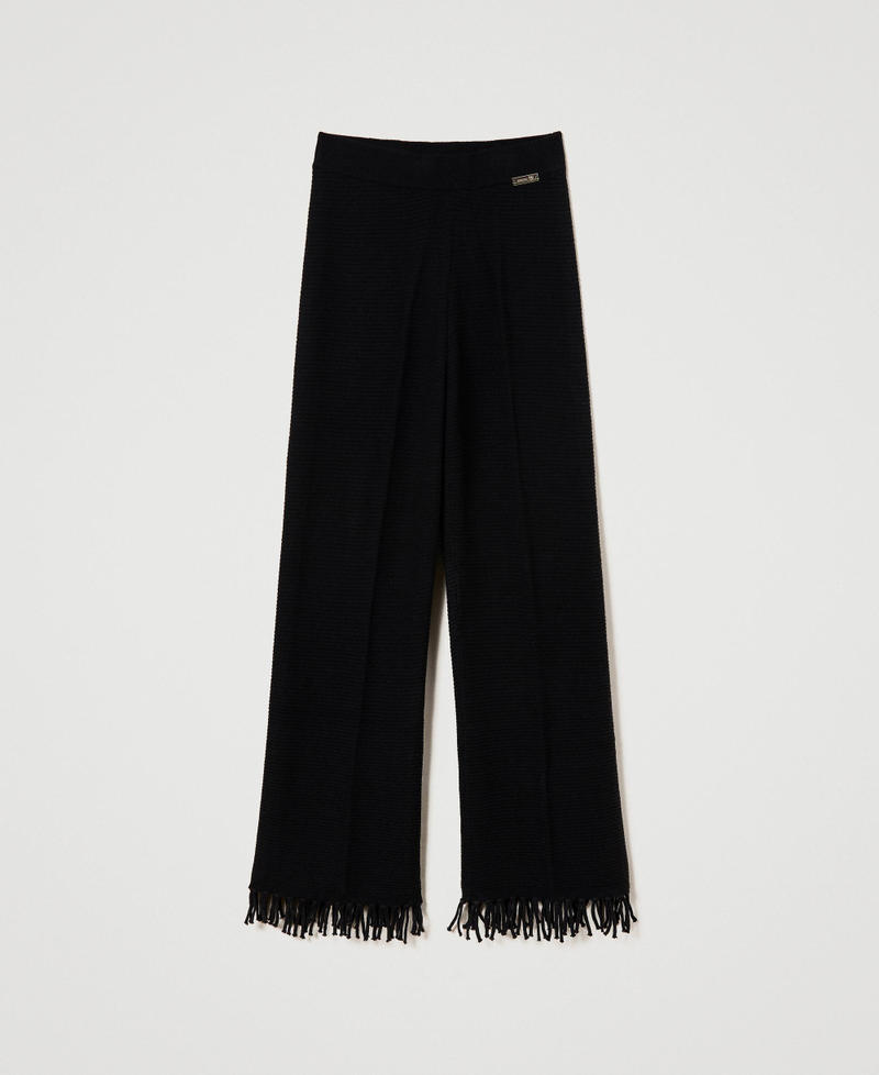 Wool trousers with fringes Black Woman 232LL3ECC_00006_S0