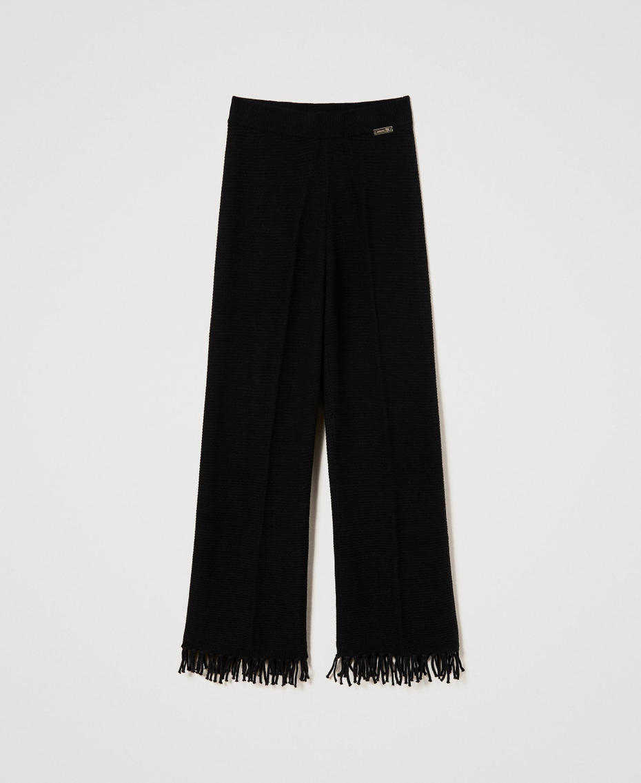 Wool trousers with fringes Black Woman 232LL3ECC_00006_S0