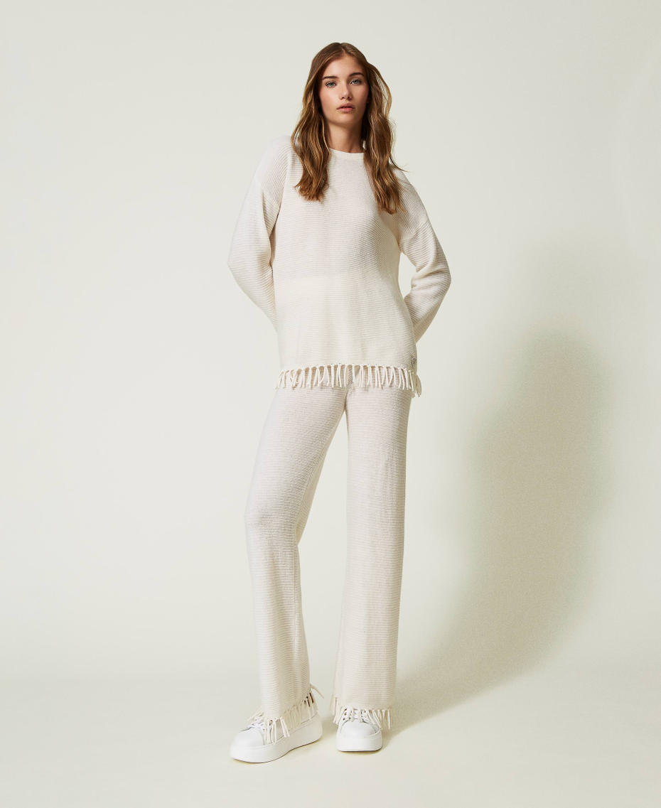 Wool trousers with fringes