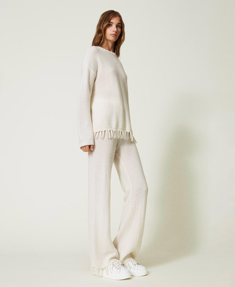 Wool trousers with fringes
