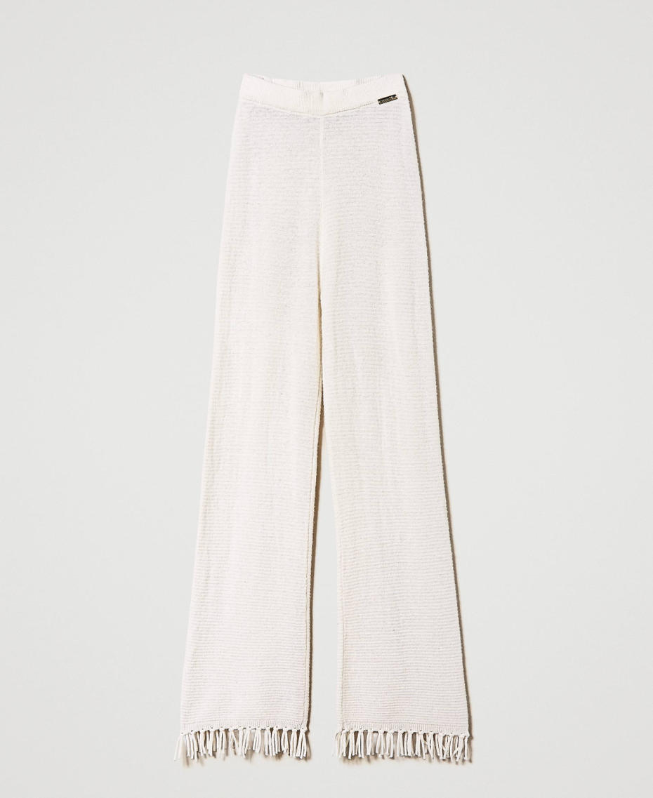 Wool trousers with fringes Mother Of Pearl Woman 232LL3ECC-0S