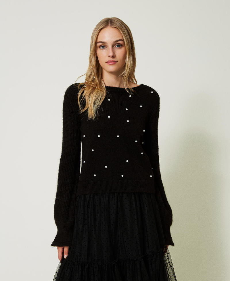 Wool blend jumper with pearls