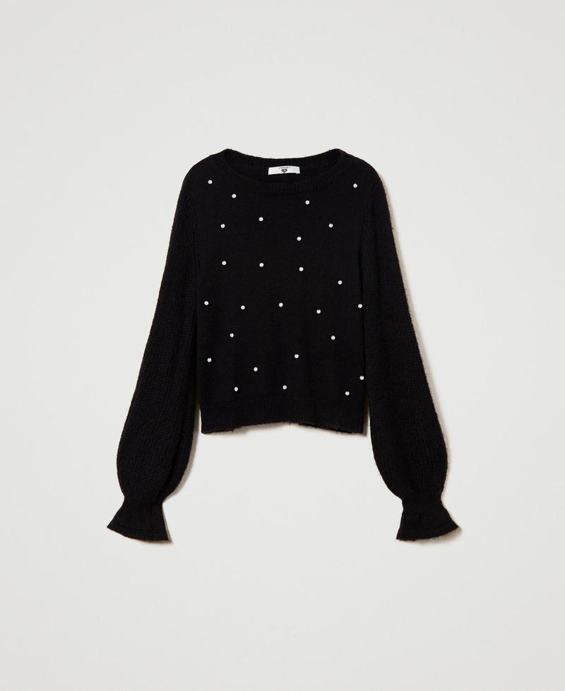 Wool blend jumper with pearls