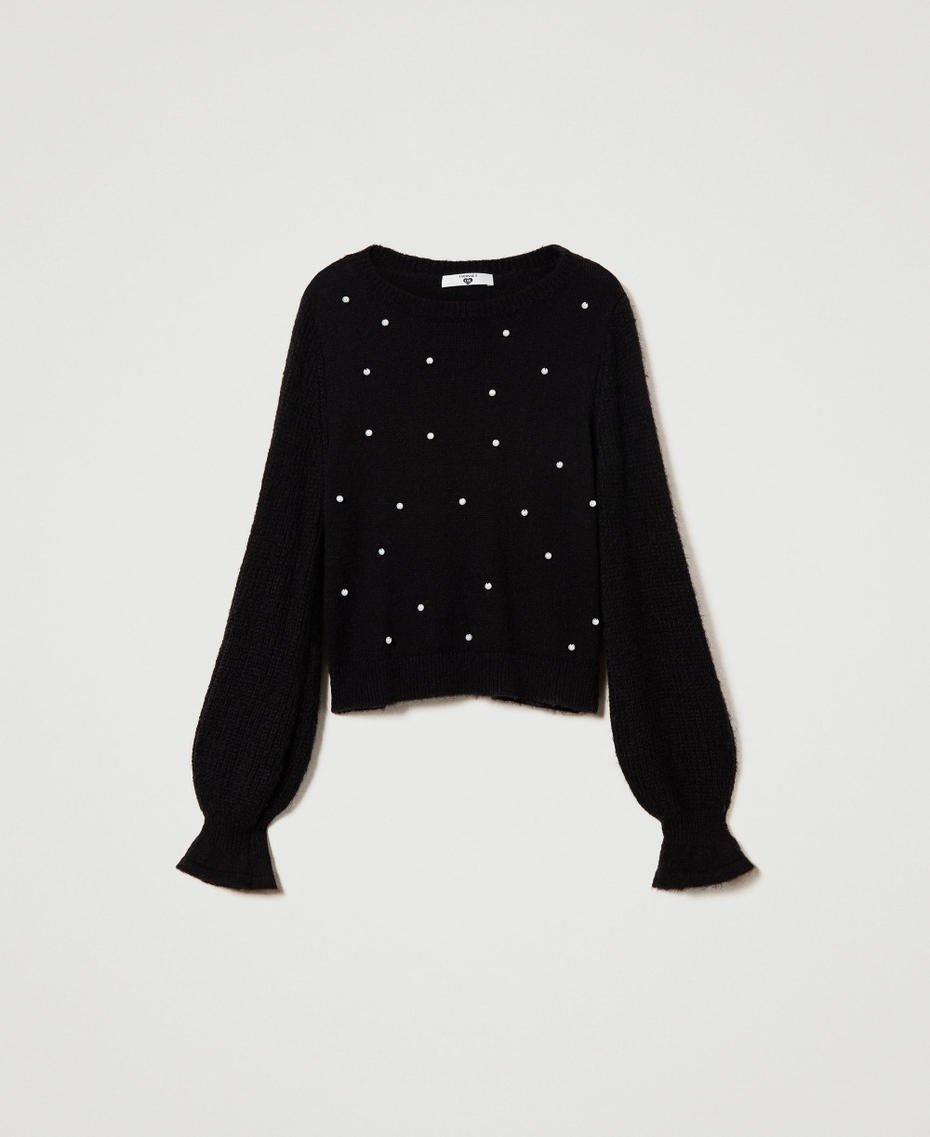 Wool blend jumper with pearls