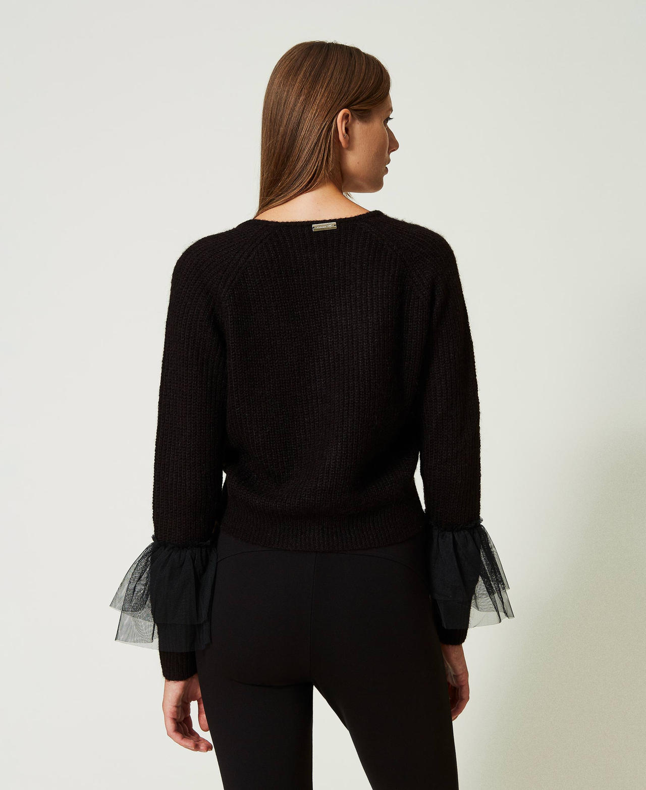Cardigan with tulle ruffles