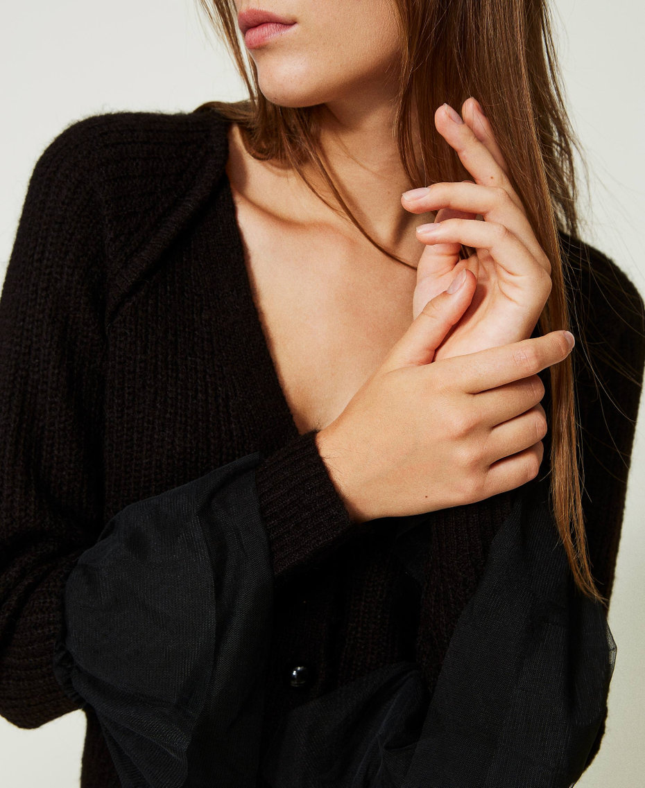 Cardigan with tulle ruffles