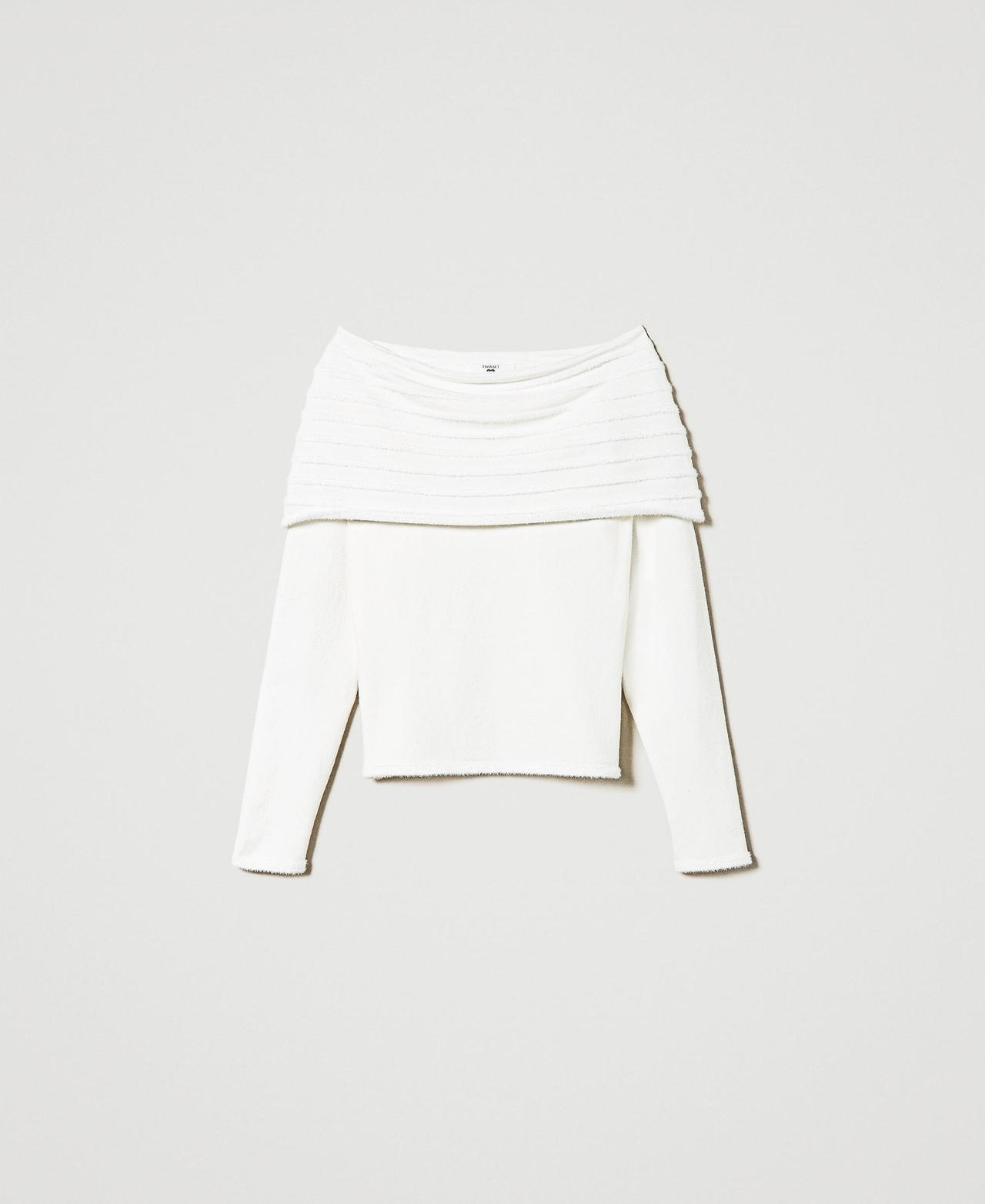 Pullover mit Maxikragen Perlmutt Frau 232LL3MAA_00059_0S