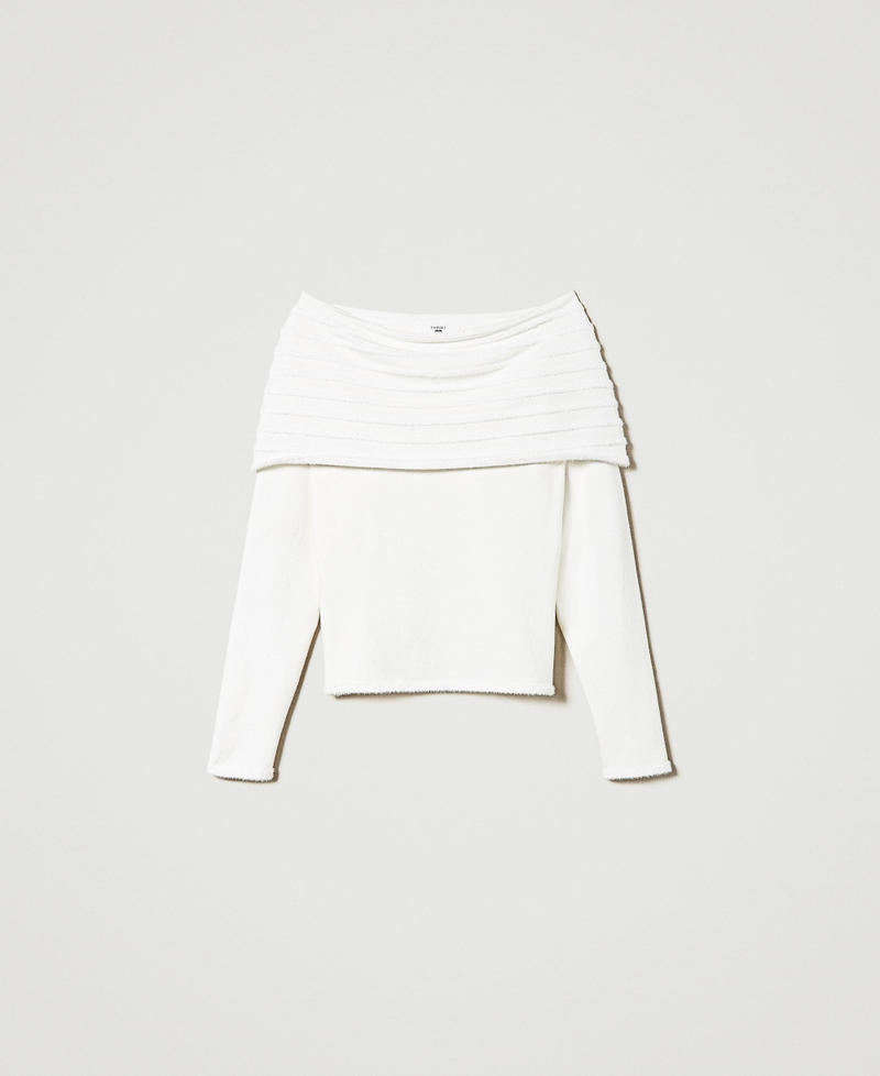 Pullover mit Maxikragen Perlmutt Frau 232LL3MAA_00059_0S