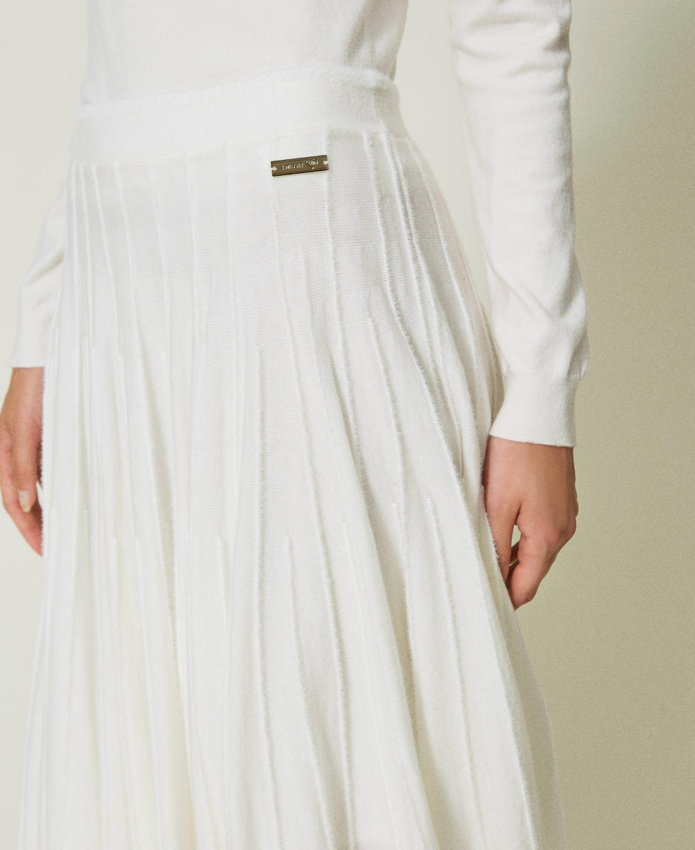Pleated knit midi skirt Woman White TWINSET Milano