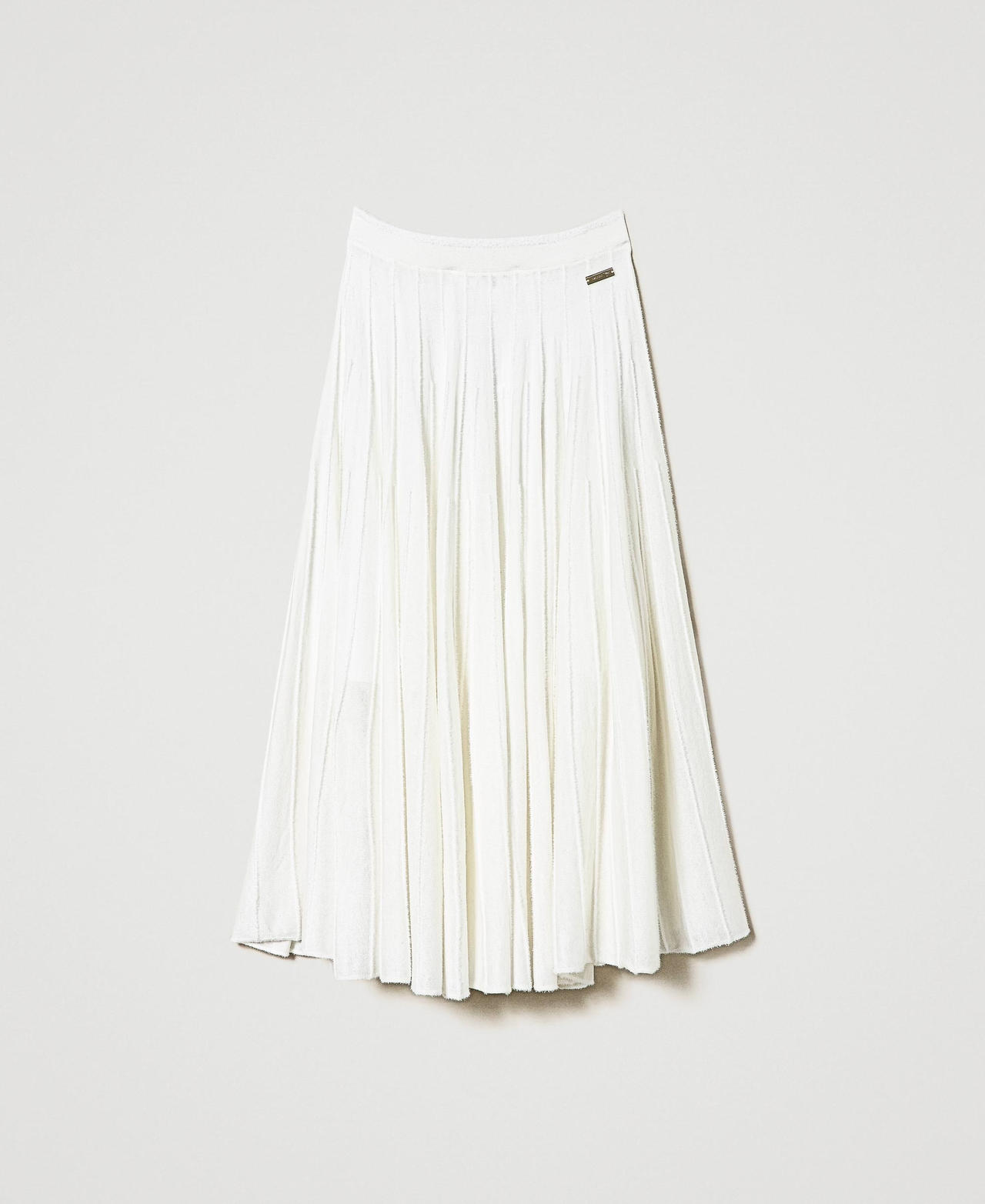 Pleated knit midi skirt Woman White TWINSET Milano