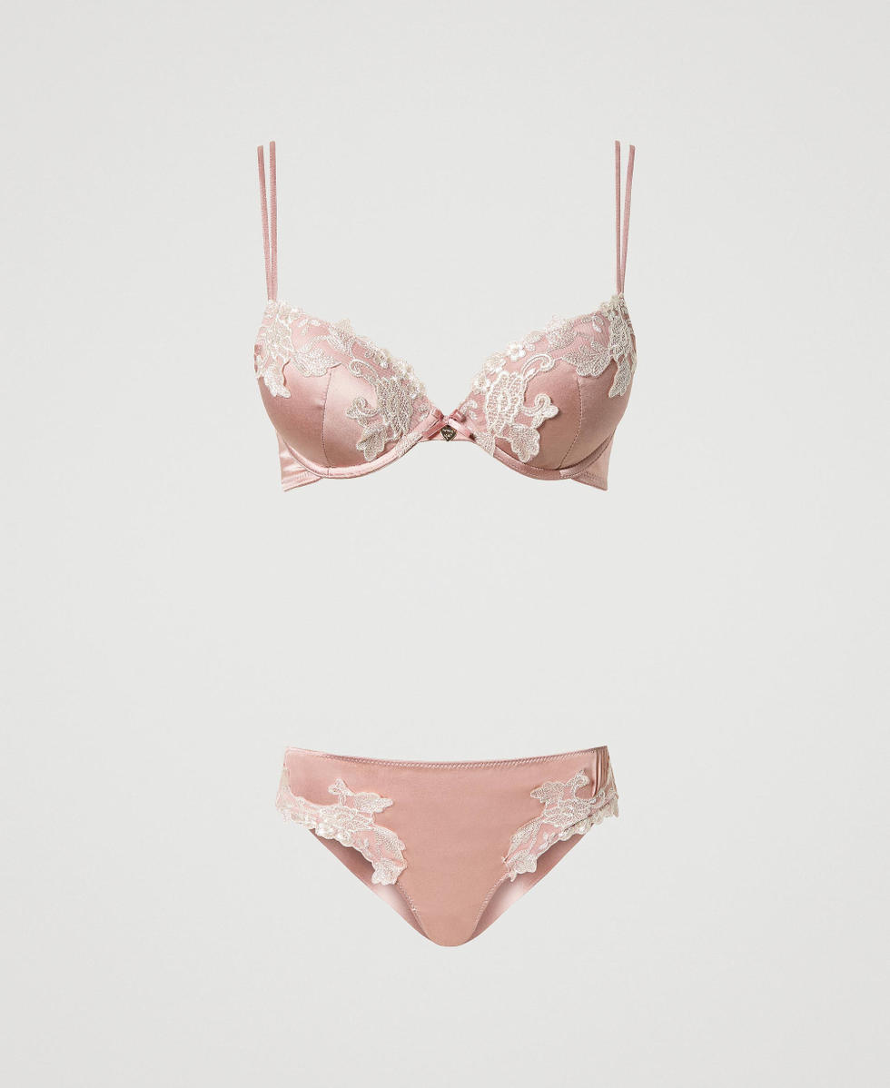 Silk push-up bra and Brazilian briefs set
