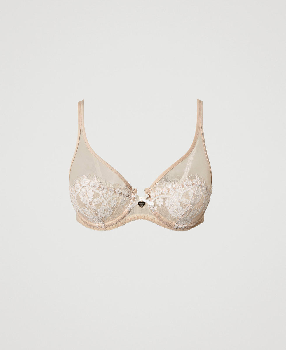 Underwire lace and tulle bra