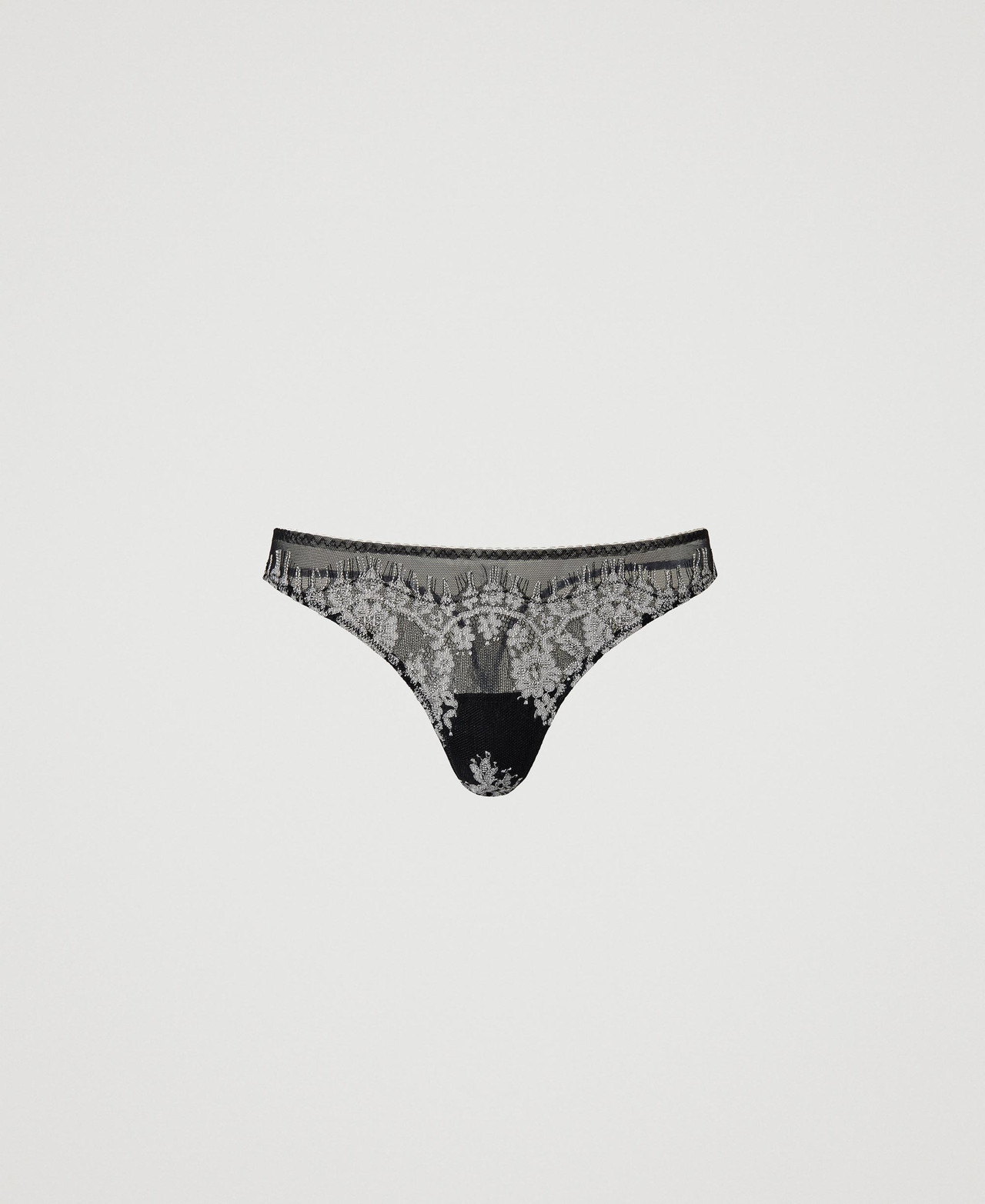 String Milesia Dentelle Noire Et Nude Taille 2 (FR40 / UK10)