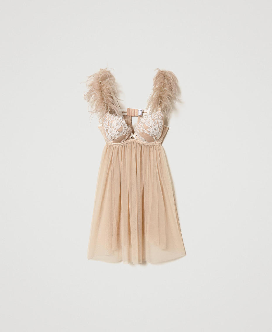 Tulle and lace babydoll slip