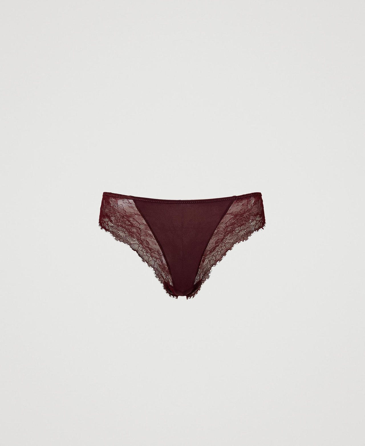 Charmeuse and lace Brazilian briefs “Ruby Wine” Purple Woman 232LL6C77-0S