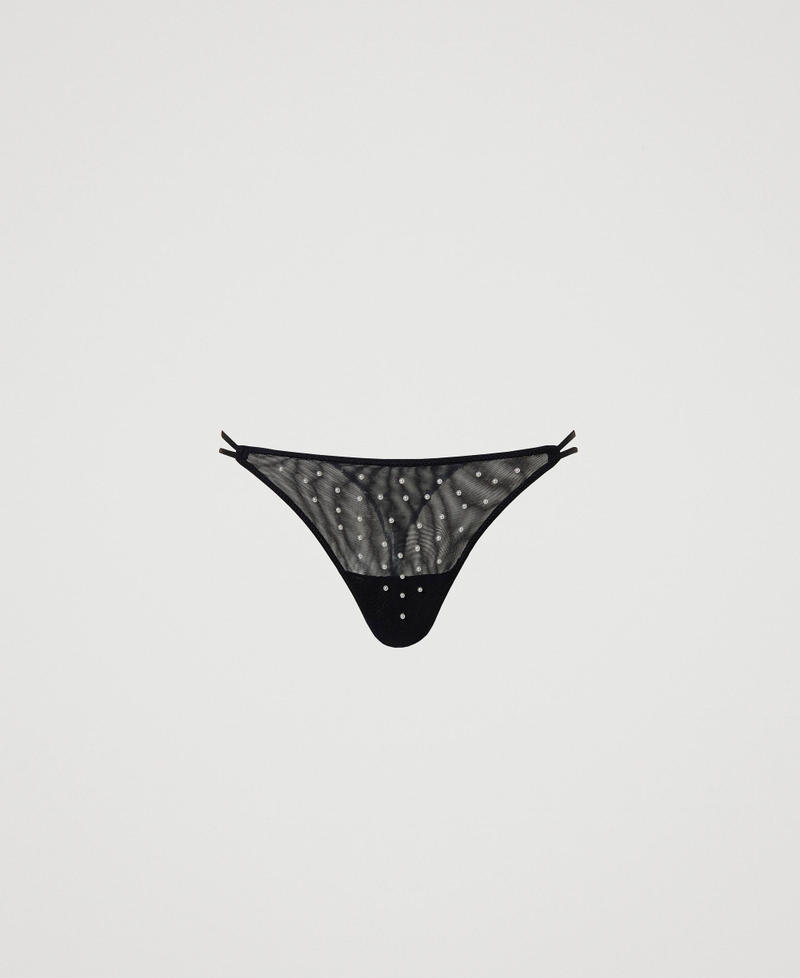 Tulle g-string with little pearls Black Woman 232LL6H88-0S