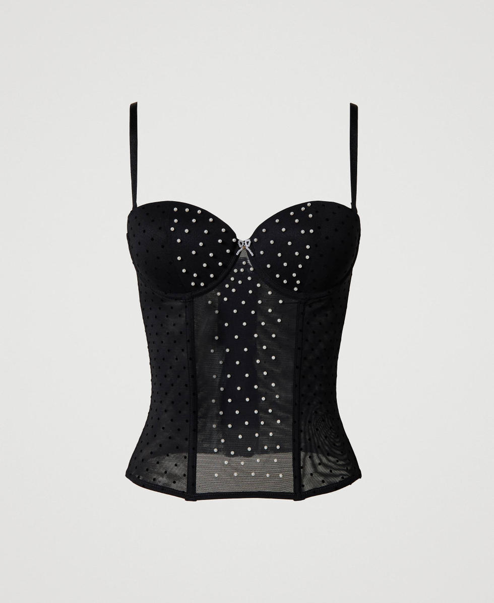 Bandeau tulle bustier with pearls