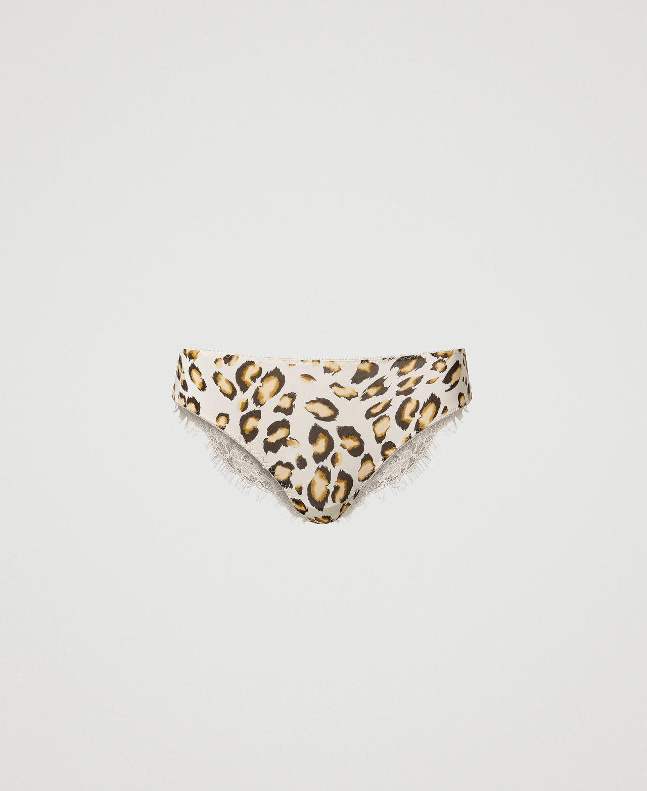 Slip en satin animalier avec dentelle