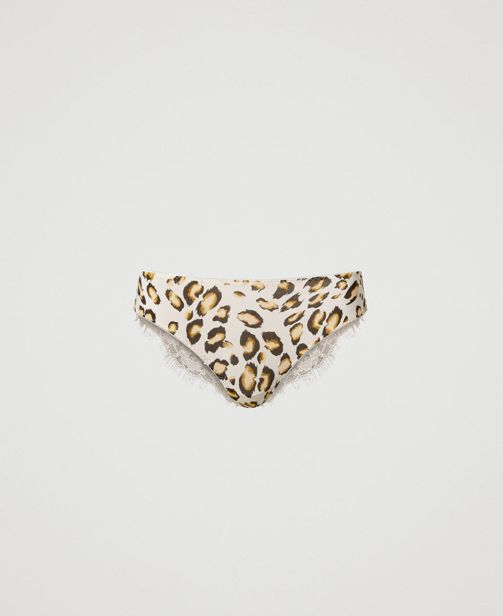 Slip en satin animalier avec dentelle Femme Fantaisie TWINSET Milano