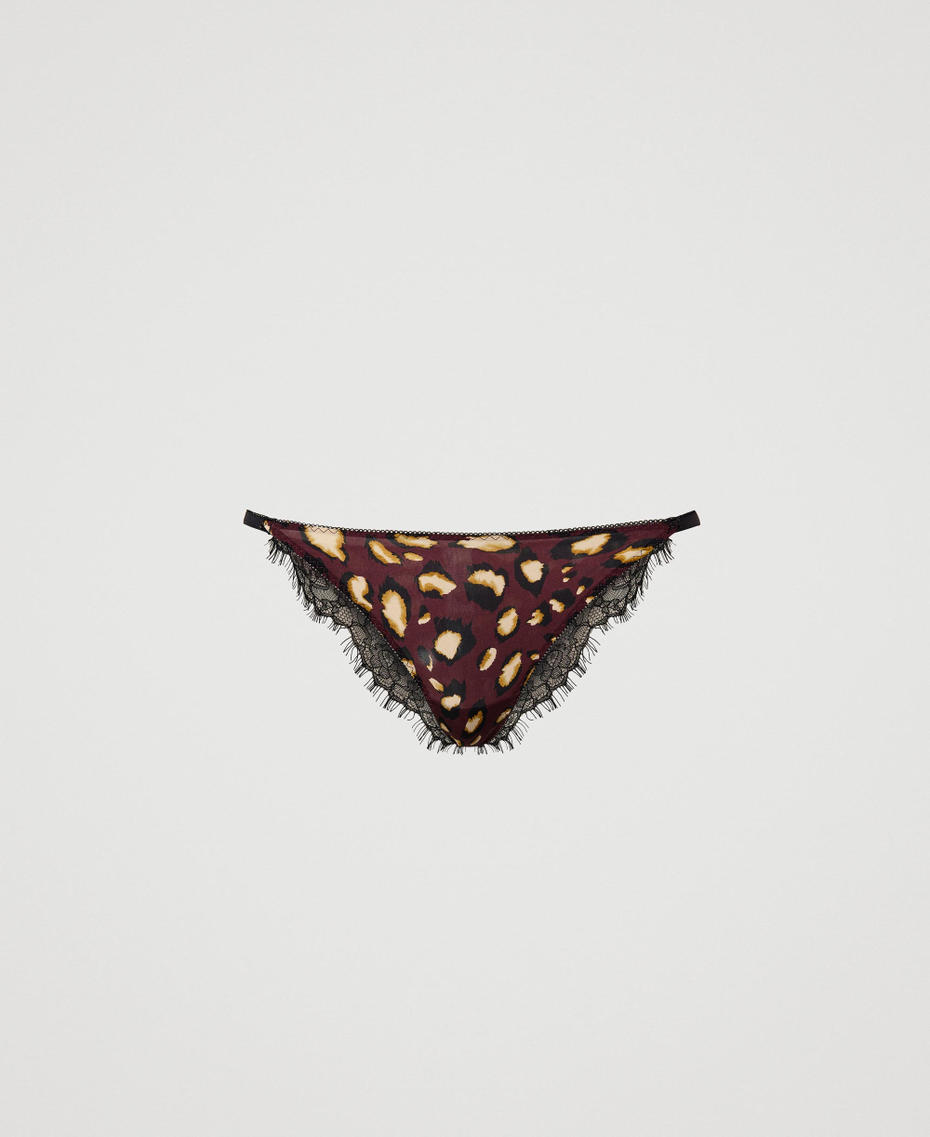Animal print satin Brazilian briefs