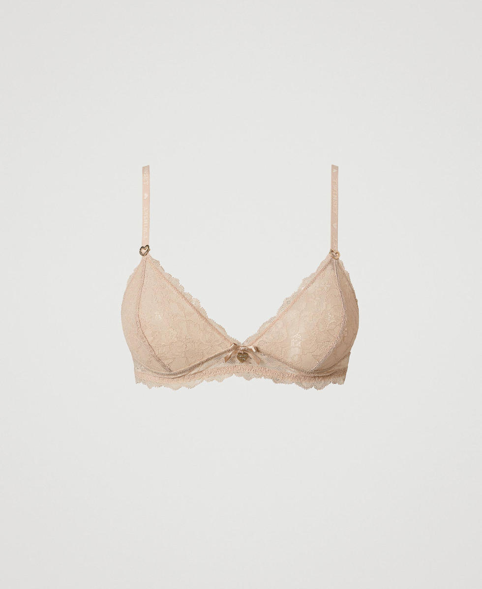 Soutien-gorge triangle en dentelle rebrod&eacute;e