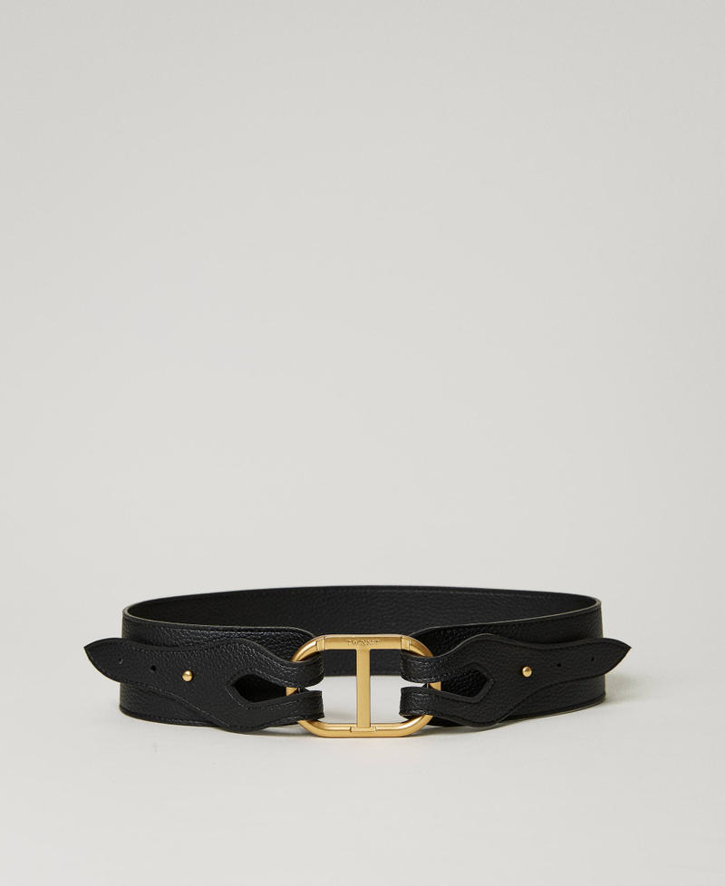 Belt with Oval T buckle Black Woman 232TA4010-01