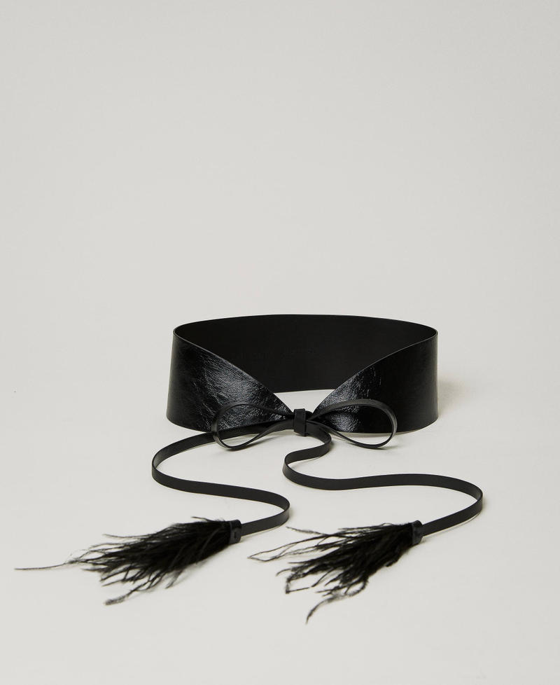 Sash belt with feathers