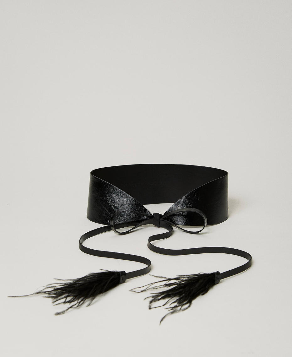 Sash belt with feathers