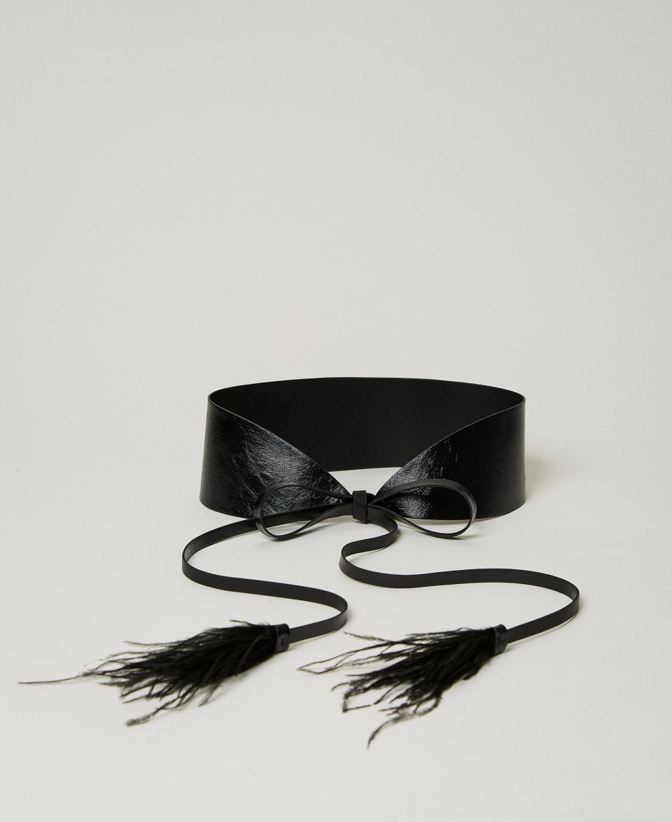 Sash belt with feathers Black Woman 232TA4041_00006_01