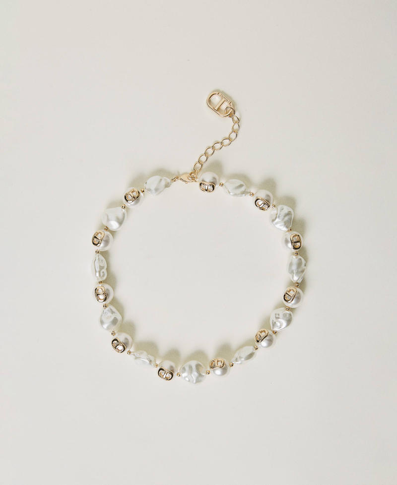 Choker with pearls and Oval T New Gold Woman 232TA4060_10630_01