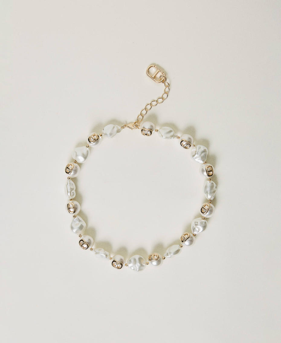 Choker with pearls and Oval T New Gold Woman 232TA4060_10630_01